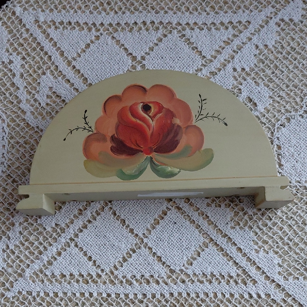 Vintage Floral Hand-Painted Napkin Holder